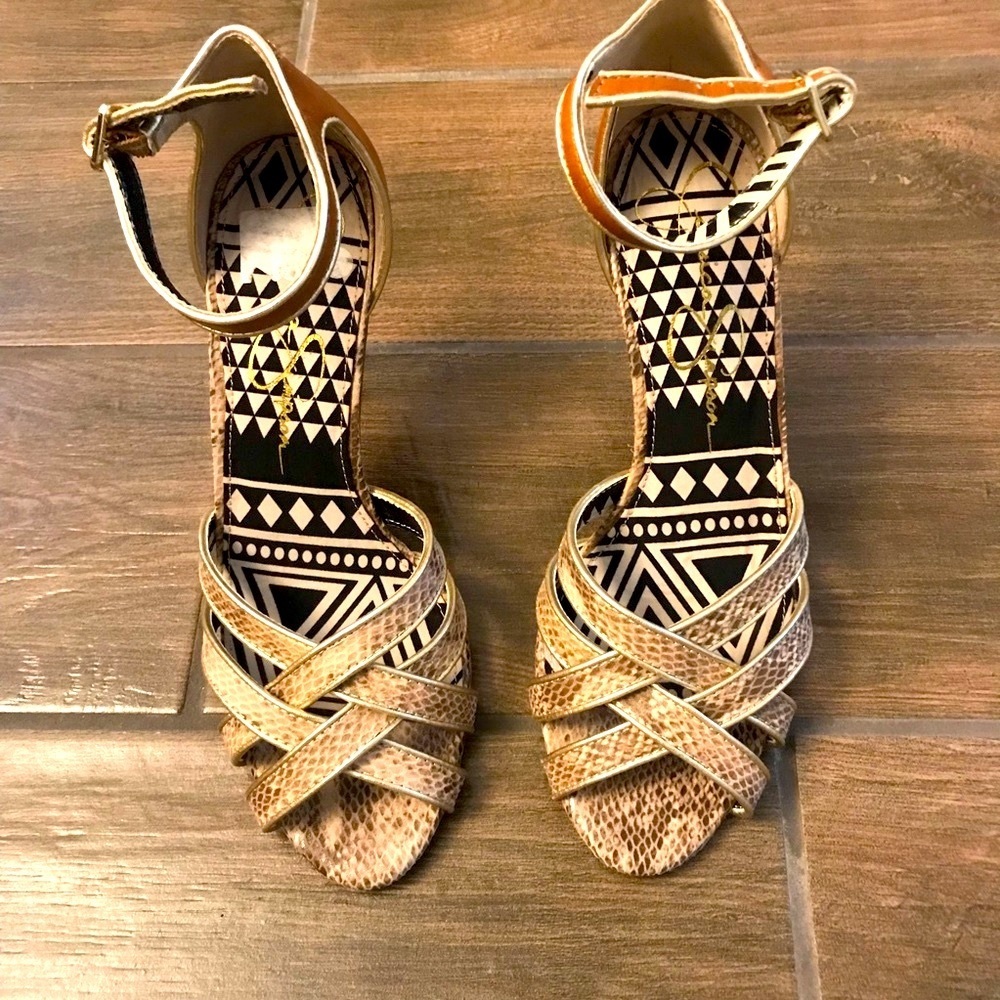 Jessica Simpson Strappy Snake Skin Open Toe